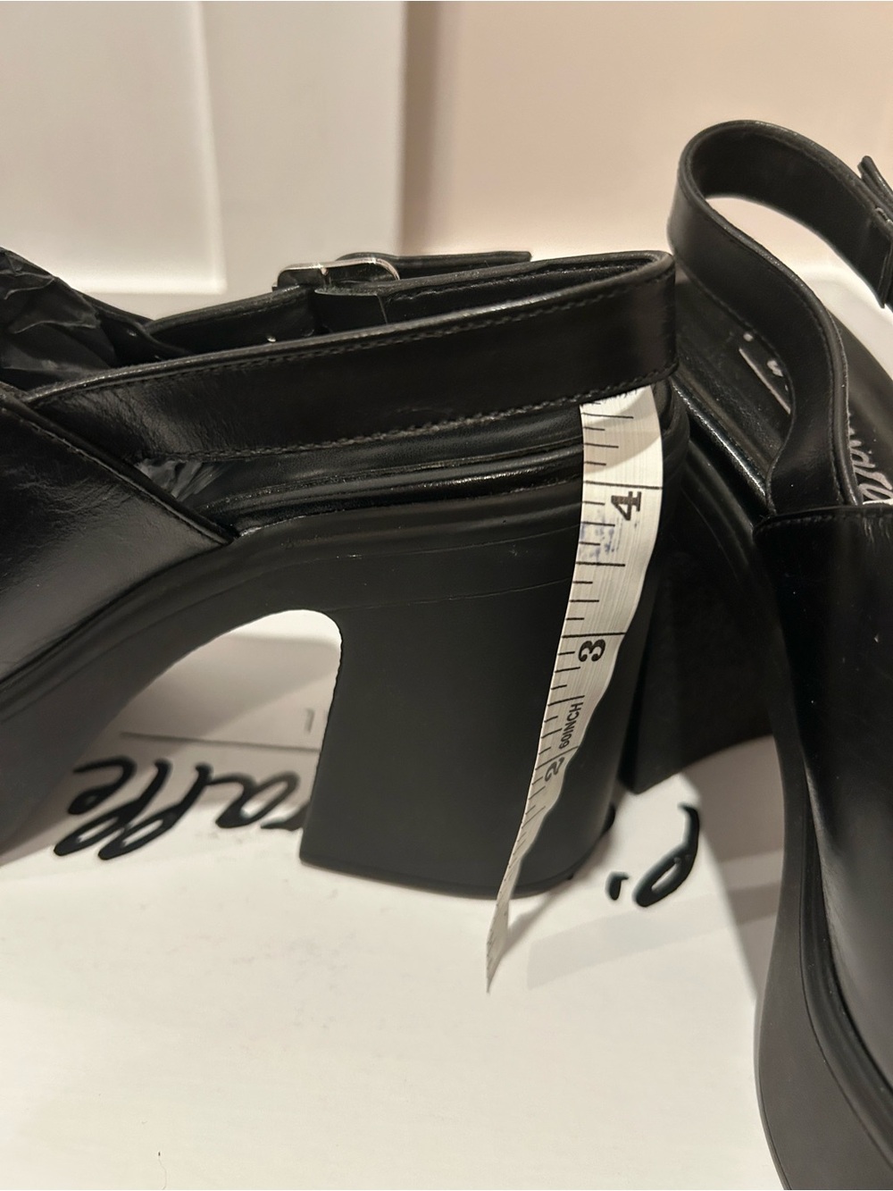 New in box L’intervalle Black Platform Women's Chunky Block Heel 37 - Picture 6 of 7